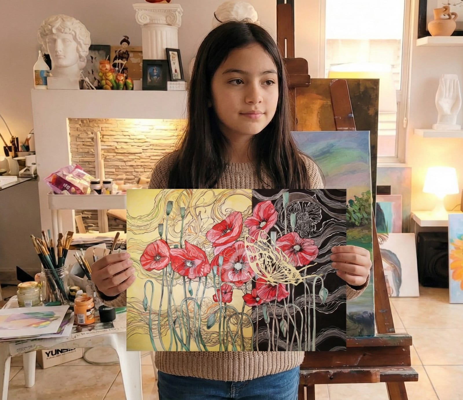 Acuarela: fotografía de la escuela